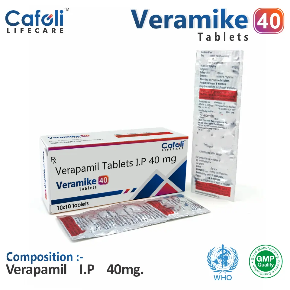 Verapamil 40mg Tablet from Top Pharma Company in India